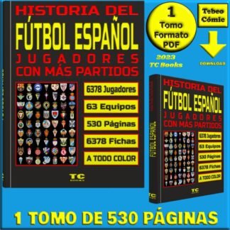 HISTORIA DEL FÚTBOL ESPAÑOL - Fichas De Los 6378 Jugadores Con Más Partidos - 2023 - TC Books - 1 Tomo De 530 Páginas En Formato PDF - Descarga Inmediata
