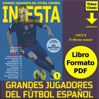 INIESTA –  Colección "Grandes Jugadores Del Fútbol Español" Nº 1 – 981 Partidos Uno A Uno - Libro En Formato PDF – Descarga Inmediata